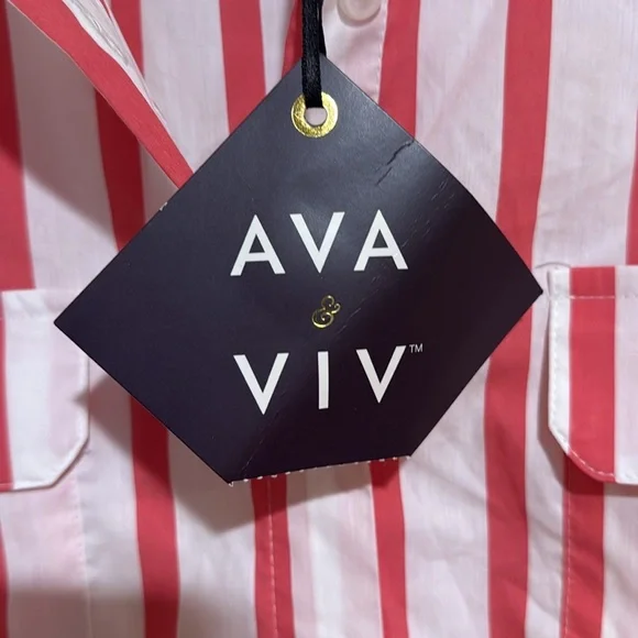 Ava & Viv Red and White Striped Button-Up - Picture 3 of 5